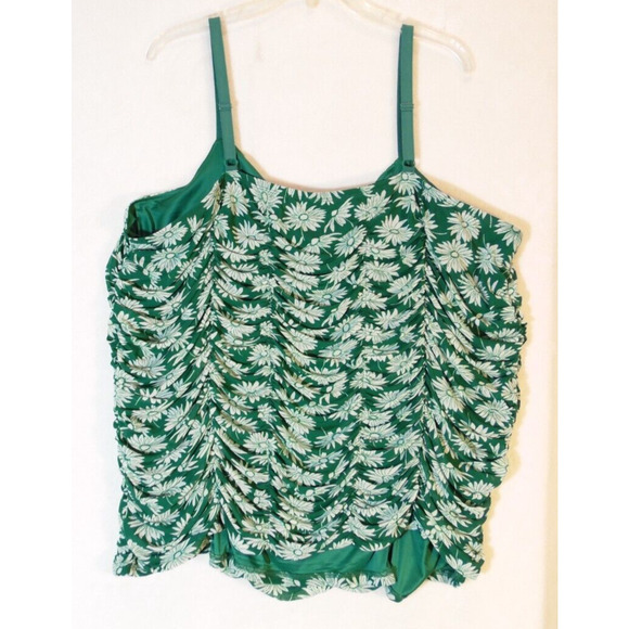 Torrid Tank Top Women 5X Green Stretch Mesh Cropped Shirred Cami NWT - Picture 2 of 7